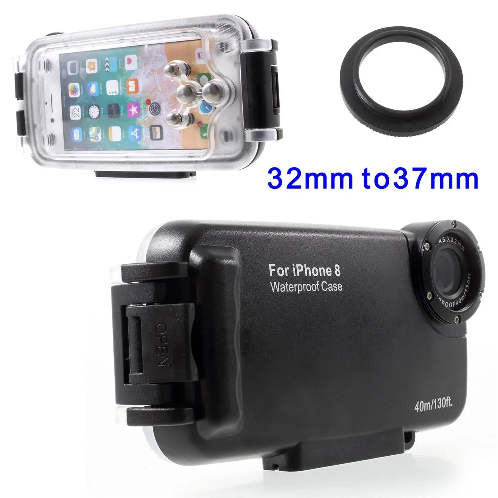 MEIKON IPX8 40m / 130ft Underwater Waterproof Diving Case for iPhone SE (2020) / SE (2022) / 8 / 7 4.7 inch - Black - 1