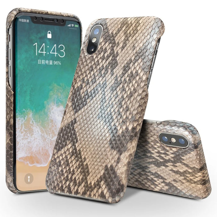 QIALINO Python Skin Texture Genuine Leather Phone Back Case for iPhone X - 2