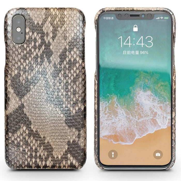 QIALINO Python Skin Texture Genuine Leather Phone Back Case for iPhone X - 3