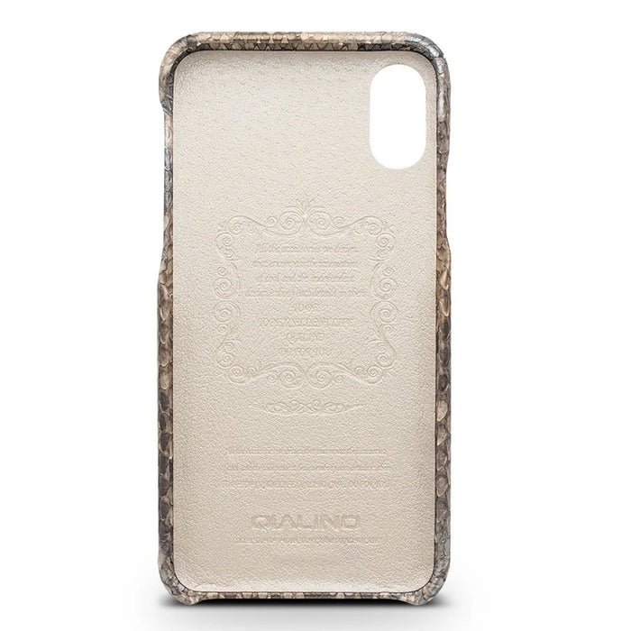 QIALINO Python Skin Texture Genuine Leather Phone Back Case for iPhone X - 4