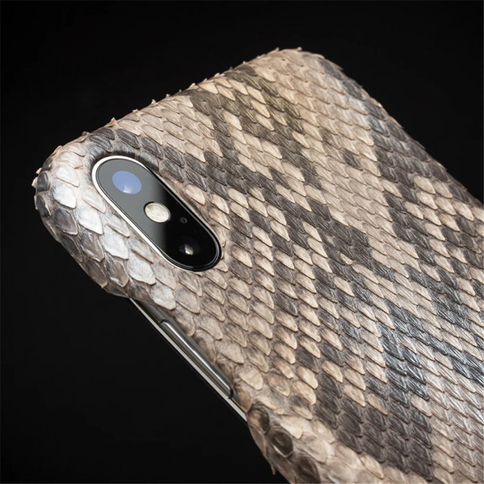 QIALINO Python Skin Texture Genuine Leather Phone Back Case for iPhone X - 6