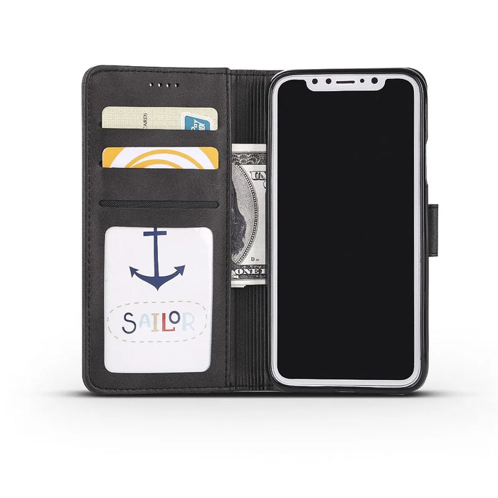 LC.IMEEKE Wallet Stand Leather Protective Case for iPhone X/10 - Black - 4
