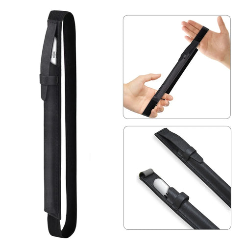 PU Leather Pencil Bag with Elastic Band for Apple Pencil - Black - 1