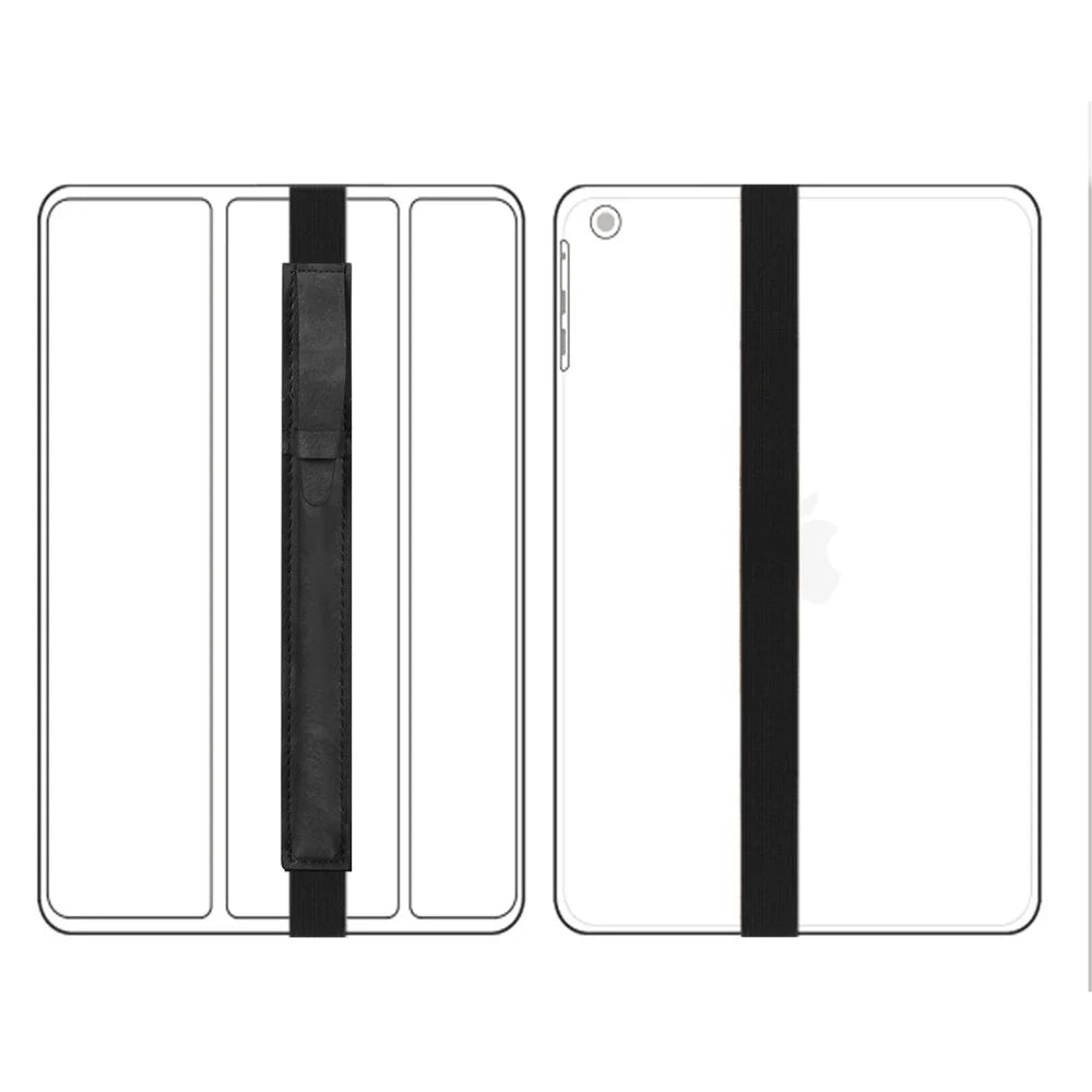 PU Leather Pencil Bag with Elastic Band for Apple Pencil - Black - 7