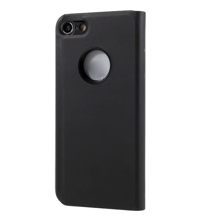 For iPhone SE (2020) / SE (2022) / 8 / 7 Flip Leather Cover with Stand Full Body Protective Phone Case - Black - 2