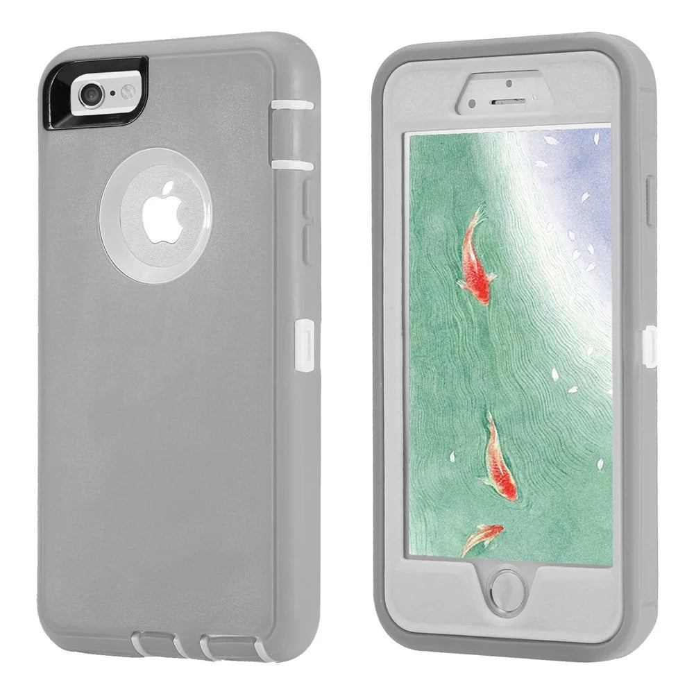 Shockproof Drop-proof Dust-proof Plastic + TPU Combo Shell for iPhone 6s/6 - White + Grey - 1