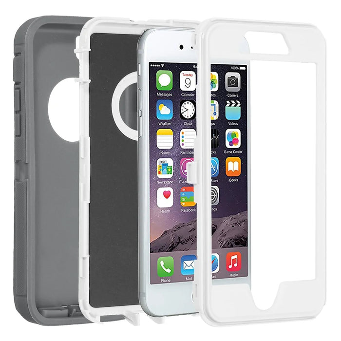 Shockproof Drop-proof Dust-proof Plastic + TPU Combo Shell for iPhone 6s/6 - White + Grey - 5