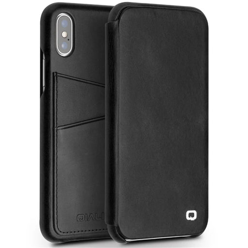 QIALINO Genuine Leather Card Holder Smart Case for iPhone X/ XS 5.85.8 inch - Black - 1