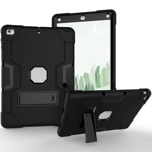 Cool PC + Silicone Hybrid Kickstand Tablet Casing Cover for iPad Air - Black - 1