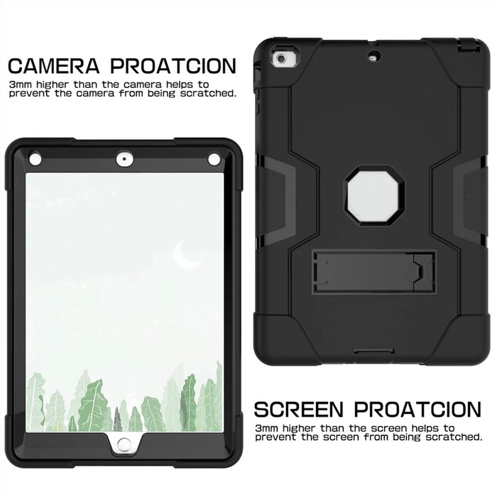 Cool PC + Silicone Hybrid Kickstand Tablet Casing Cover for iPad Air - Black - 2