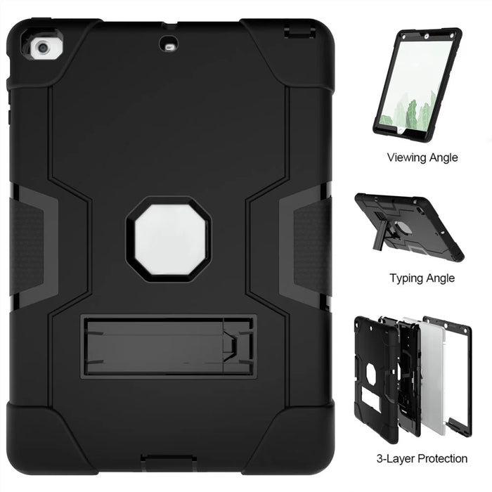 Cool PC + Silicone Hybrid Kickstand Tablet Casing Cover for iPad Air - Black - 5