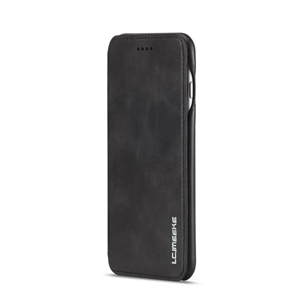 LC.IMEEKE for iPhone 6s Plus/6 Plus Retro Style Leather Card Holder Stand Case - Black - 4