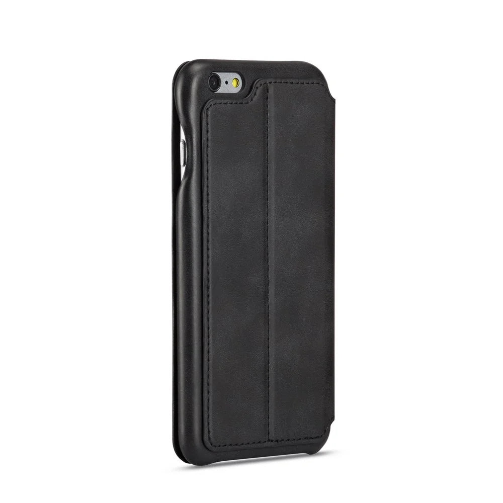 LC.IMEEKE for iPhone 6s Plus/6 Plus Retro Style Leather Card Holder Stand Case - Black - 5