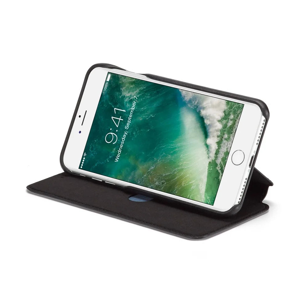 LC.IMEEKE Retro Style Leather Card Slot Bracket Case for iPhone 8 Plus/7 Plus - Black - 7