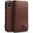 QIALINO Crazy Horse Texture Cowhide Leather Wallet Smart Phone Case for iPhone X / Xs - Brown - 1