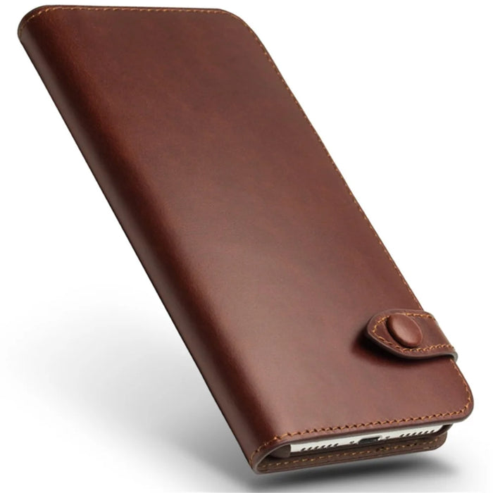 QIALINO Crazy Horse Texture Cowhide Leather Wallet Smart Phone Case for iPhone X / Xs - Brown - 7