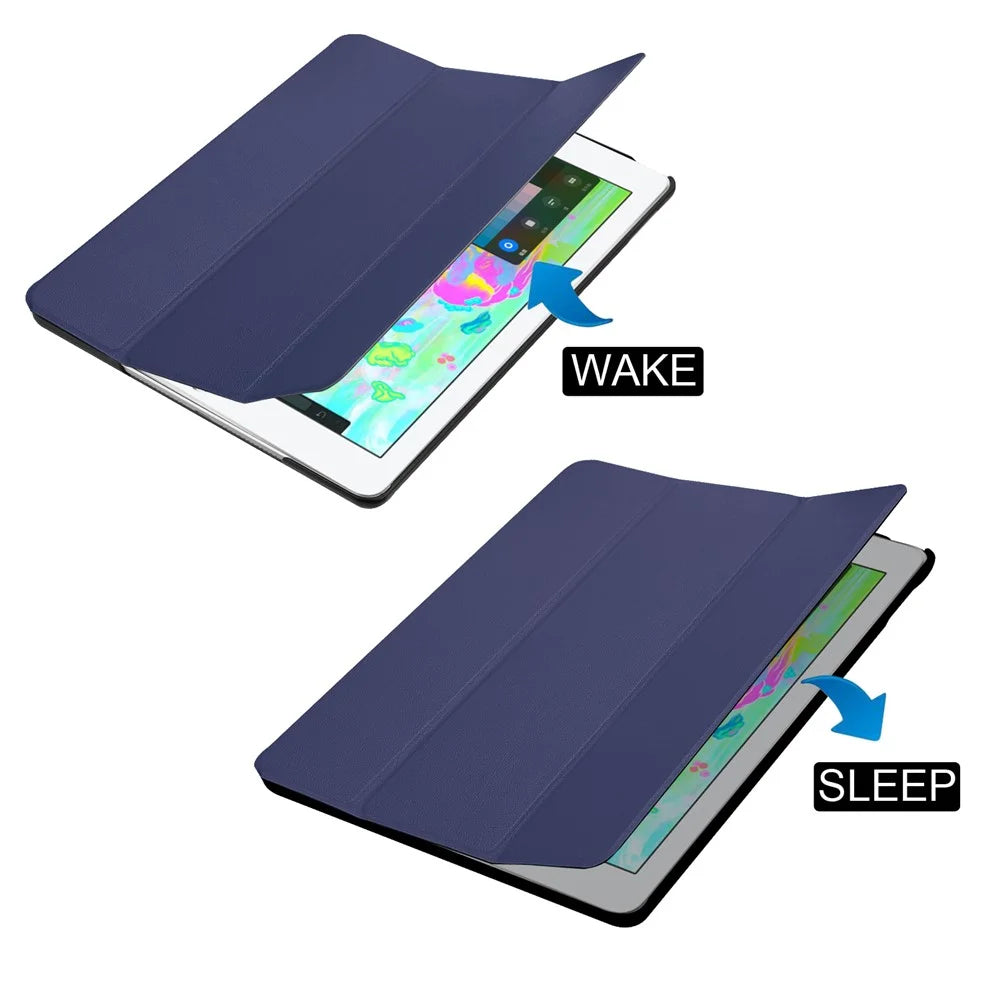 Tri-fold Stand Smart Leather Tablet Protective Casing with Pen Slot for iPad 9.7-inch (2018) / 9.7-inch (2017) - Dark Blue - 4