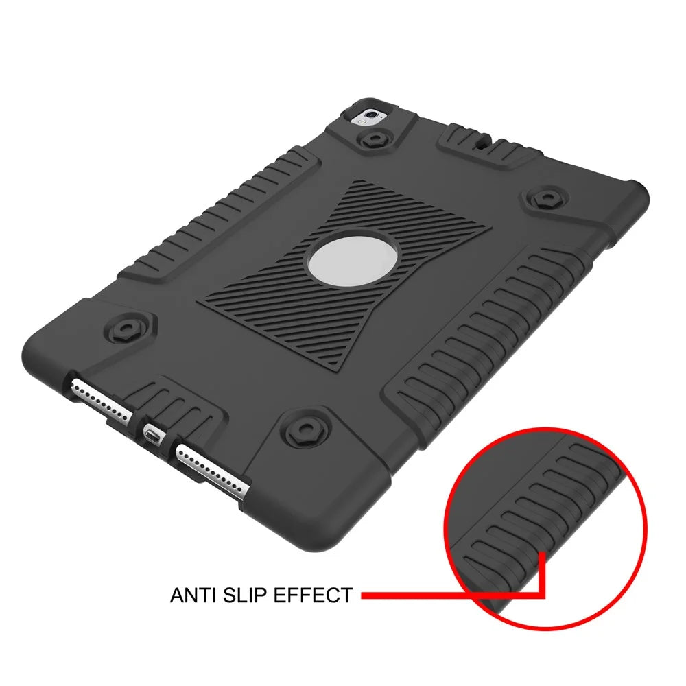 Screw Heavy Duty Soft Silicone Case for iPad 9.7-inch (2018)/9.7-inch (2017)/Air/Air 2 - Black - 5