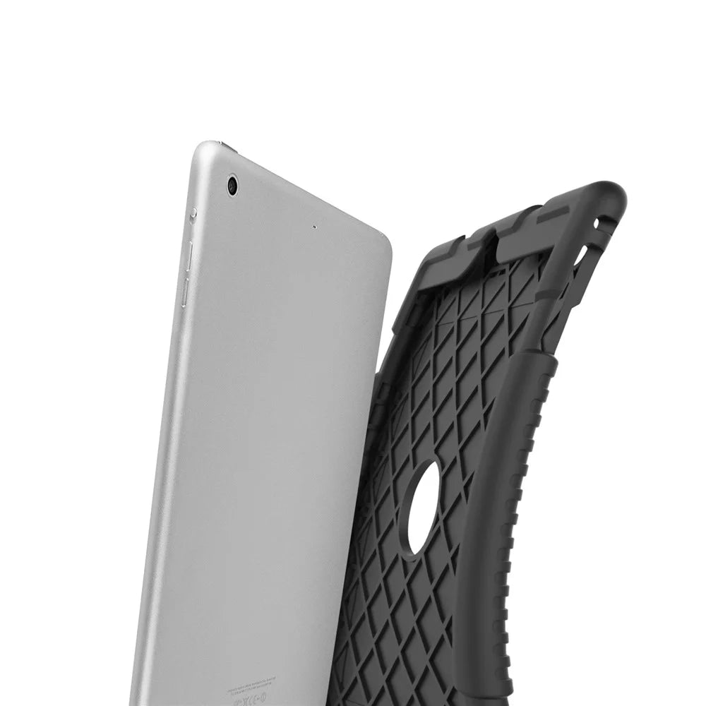 Screw Heavy Duty Soft Silicone Case for iPad 9.7-inch (2018)/9.7-inch (2017)/Air/Air 2 - Black - 6