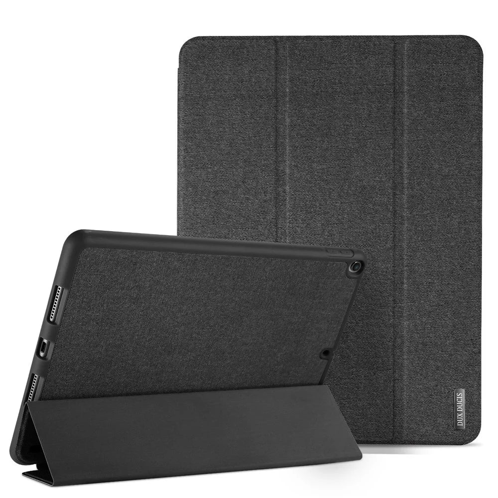 DUX DUCIS DOMO Series Tri-fold Stand PU Leather Smart Auto Wake/Sleep Cover with Pen Groove for iPad 9.7-inch (2018) / (2017) - Black - 2