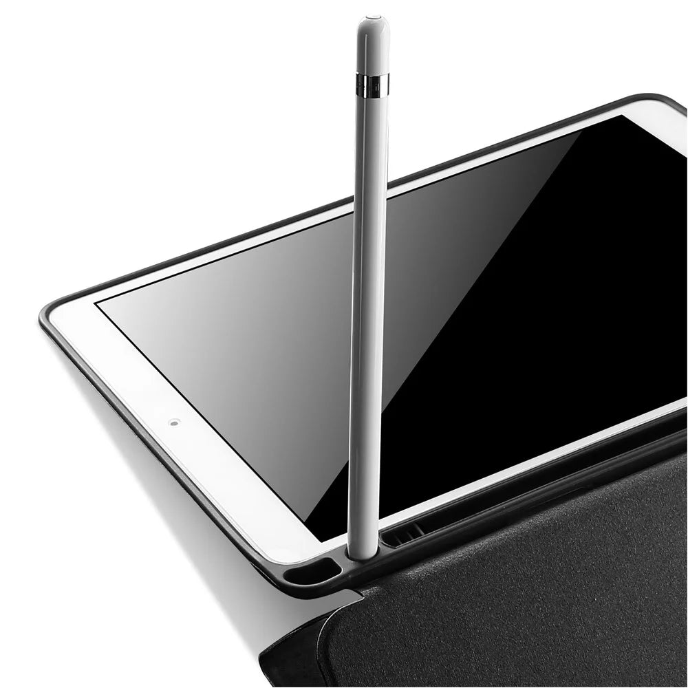 DUX DUCIS DOMO Series Tri-fold Stand PU Leather Smart Auto Wake/Sleep Cover with Pen Groove for iPad 9.7-inch (2018) / (2017) - Black - 3