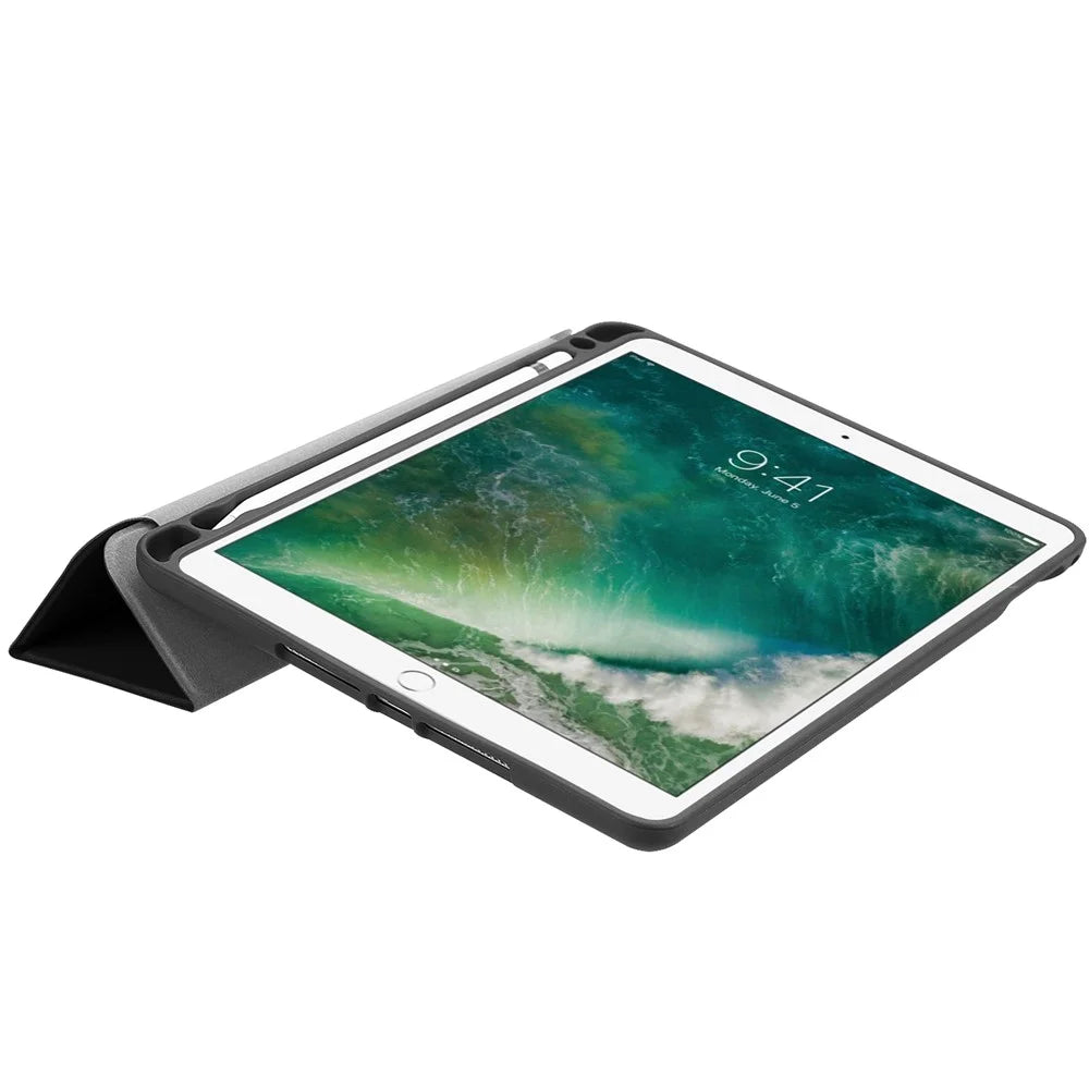 Tri-fold Stand Smart Leather Tablet Protective Casing with Pen Slot for iPad 9.7-inch (2018) / 9.7-inch (2017) - Black - 7