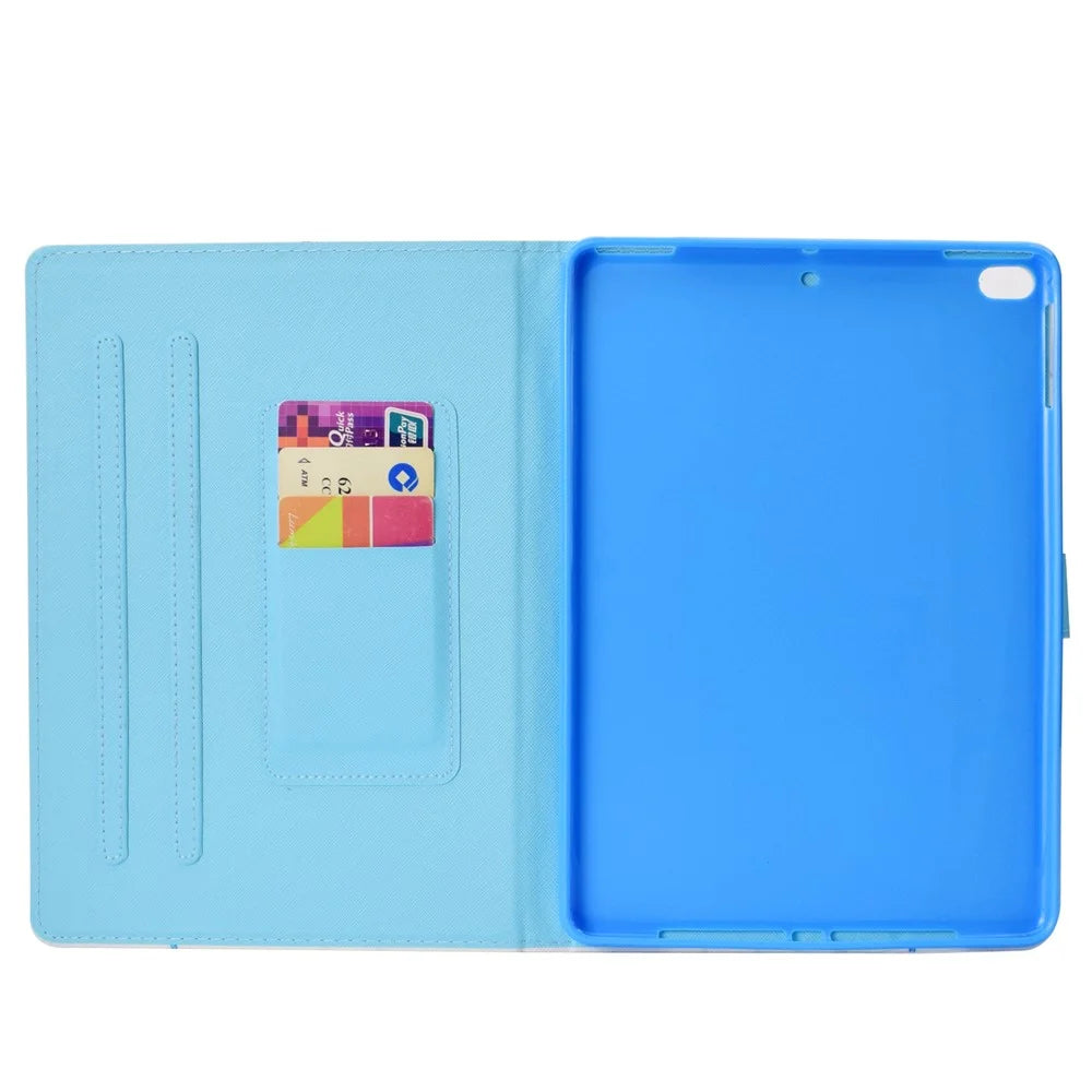 Cactus Wearing Hat and Glasses - Pattern Printing Card Holder Stand Leather Smart Cover for iPad 9.7-inch (2018) / 9.7-inch (2017) / Air 2 / Air - 4