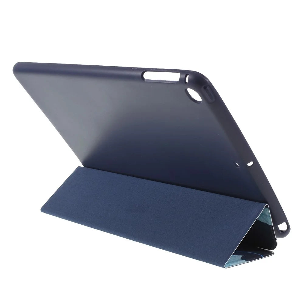 Patterned Tri-fold Stand Leather Shell Case for iPad 9.7-inch (2018)/9.7-inch (2017)/Air 2/Air - Butterfly and Flower - 3