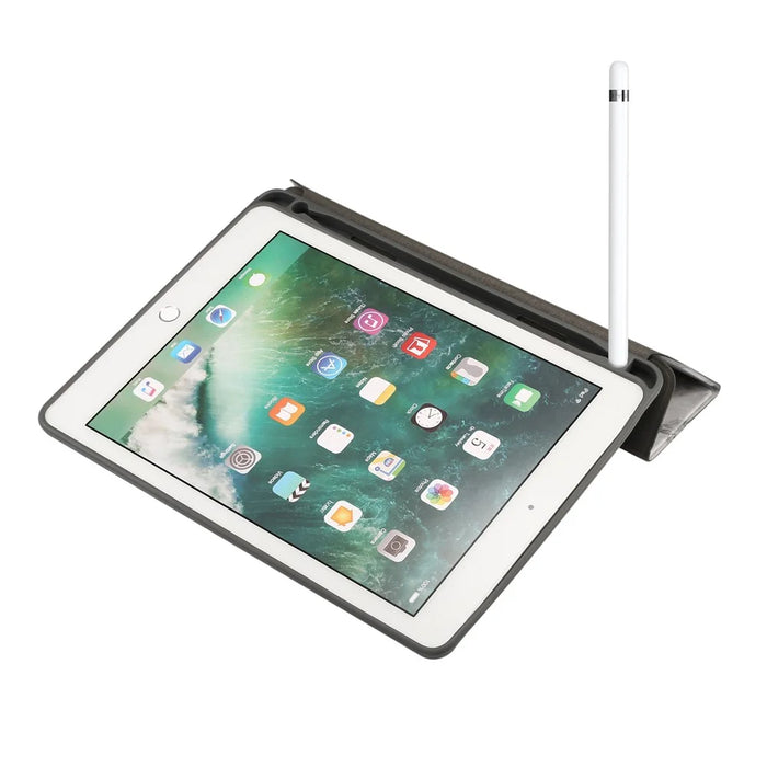Marble Pattern Tri-fold Stand Smart Folio PU Leather Case with Pen Slot for iPad 9.7-inch (2018) / (2017) / (2016) / Air 2 / Air - Pink - 5