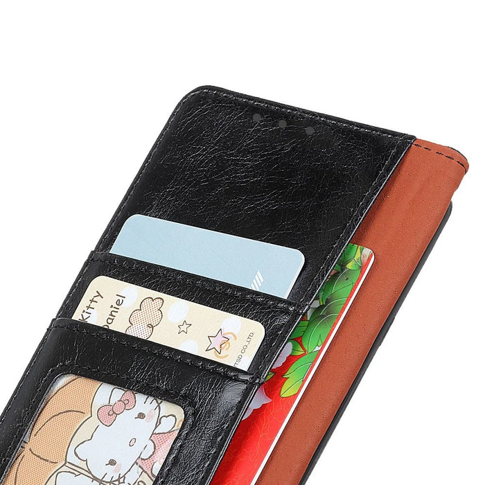 For iPhone XR 6.1 inch Shockproof Phone Case Nappa Texture Split Leather Flip Folio Cover Protective Phone Shell with Stand Wallet - Black - 4
