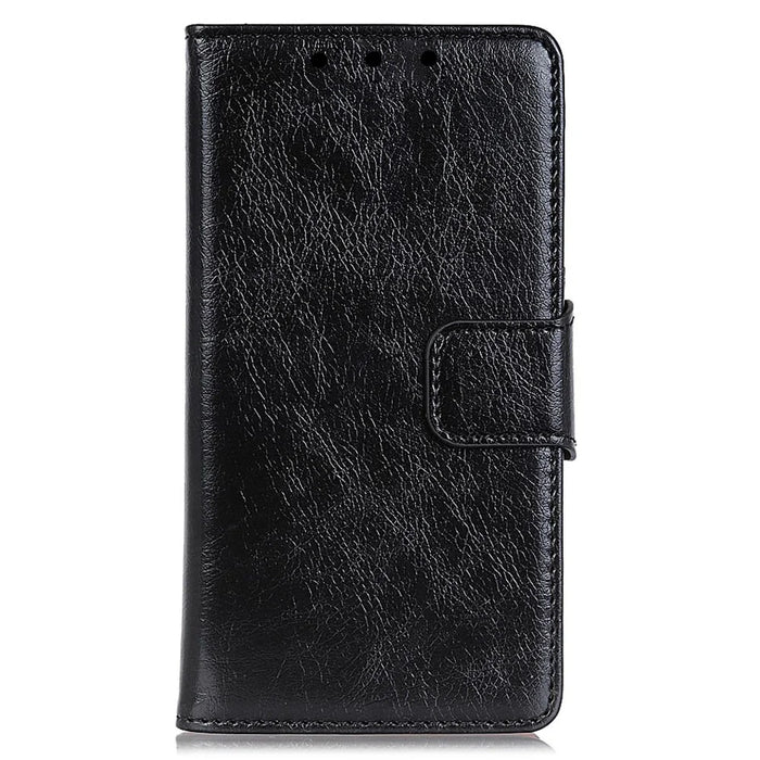 For iPhone XR 6.1 inch Shockproof Phone Case Nappa Texture Split Leather Flip Folio Cover Protective Phone Shell with Stand Wallet - Black - 5