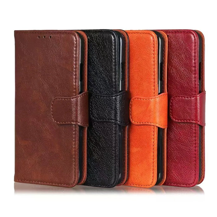 For iPhone XR 6.1 inch Shockproof Phone Case Nappa Texture Split Leather Flip Folio Cover Protective Phone Shell with Stand Wallet - Black - 7
