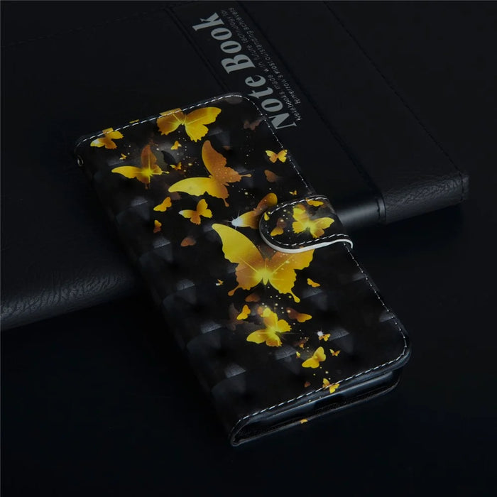 Pattern Printing Wallet Leather Shell with Stand for iPhone 7/8/SE (2022)/SE (2020) 4.7 inch - Gold Butterflies - 4