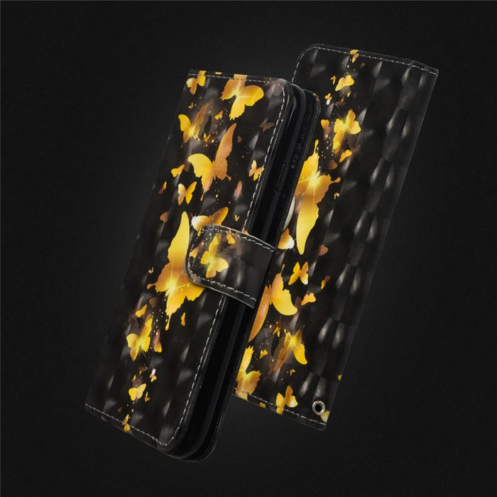 Pattern Printing Wallet Leather Shell with Stand for iPhone 7/8/SE (2022)/SE (2020) 4.7 inch - Gold Butterflies - 5
