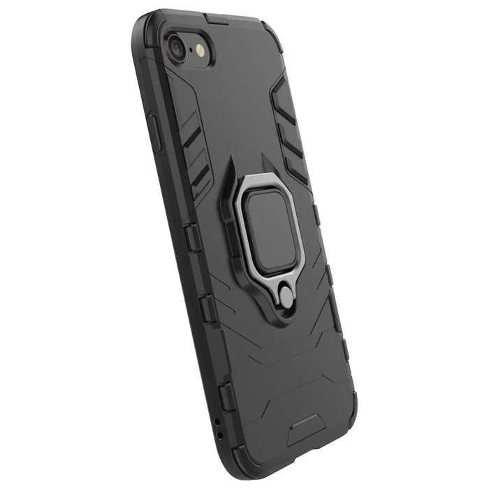 Finger Ring Kickstand PC + TPU Combo Phone Case for iPhone 8/7/SE (2022)/SE (2020)- Black - 6