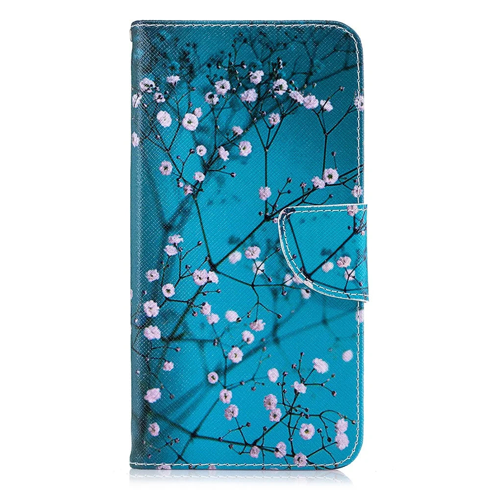 Pattern Printing PU Leather Wallet Stand Phone Cover Case for iPhone XS Max 6.5 inch - Tree with Flowers - 2