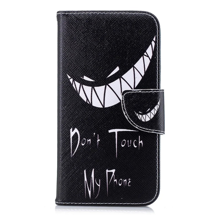 For iPhone XR 6.1 inch Pattern Printing PU Leather Protection Cell Phone Case - Don't Touch My Phone - 2