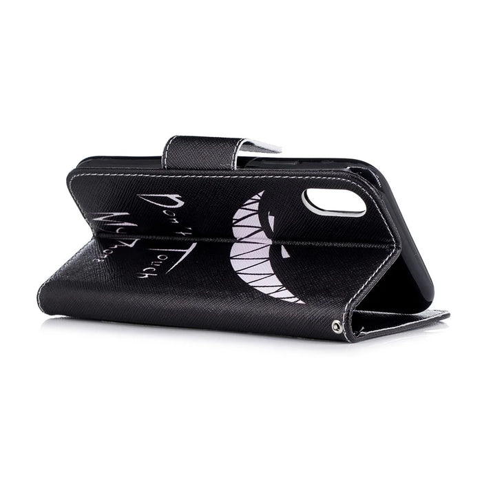 For iPhone XR 6.1 inch Pattern Printing PU Leather Protection Cell Phone Case - Don't Touch My Phone - 4