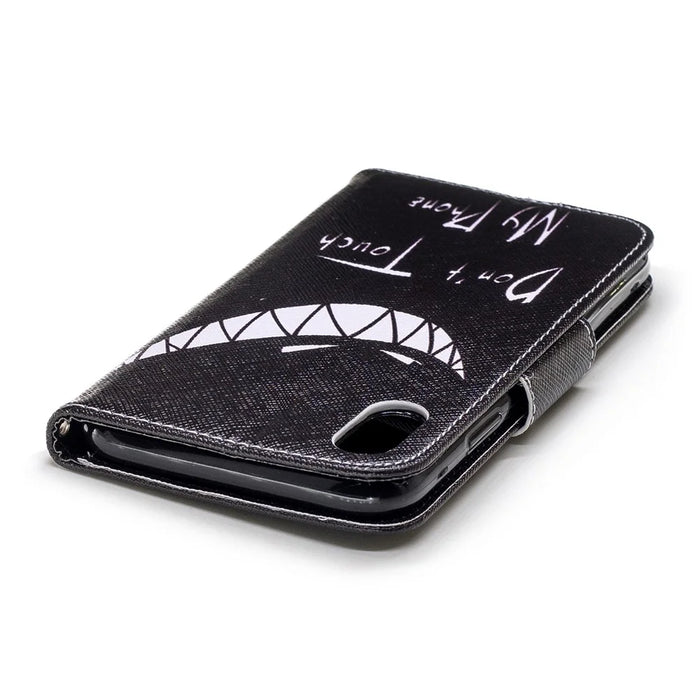 For iPhone XR 6.1 inch Pattern Printing PU Leather Protection Cell Phone Case - Don't Touch My Phone - 7