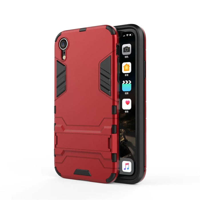 Cool Guard Plastic TPU Hybrid Cell Phone Case with Kickstand for iPhone XR 6.1 inch - Red - 2