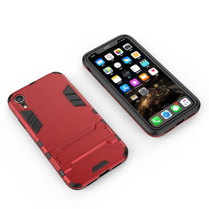 Cool Guard Plastic TPU Hybrid Cell Phone Case with Kickstand for iPhone XR 6.1 inch - Red - 3