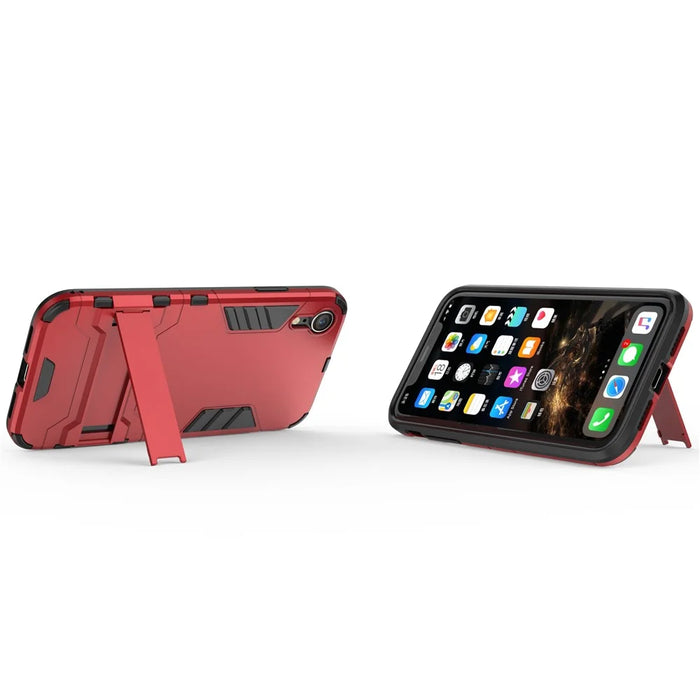 Cool Guard Plastic TPU Hybrid Cell Phone Case with Kickstand for iPhone XR 6.1 inch - Red - 5