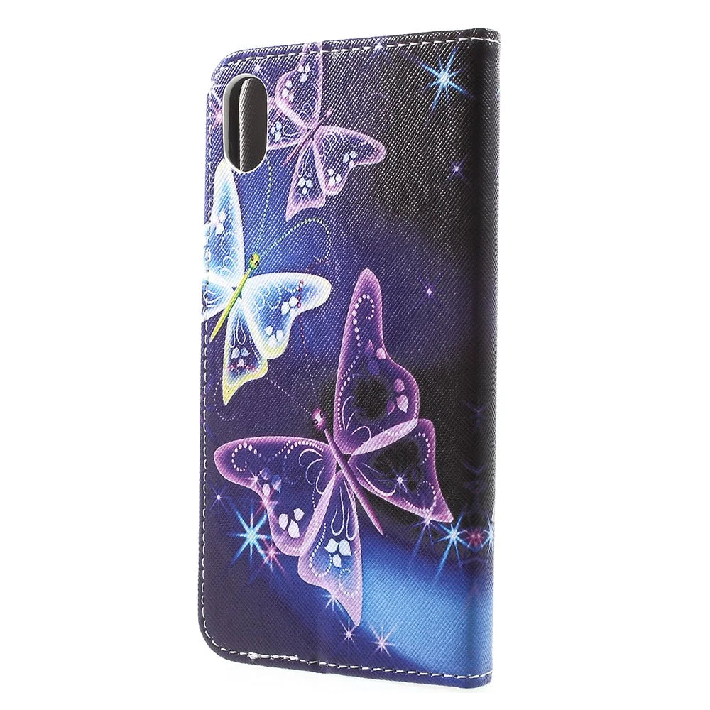 Pattern Printing Wallet Stand PU Leather Protector Shell for iPhone XR 6.1 inch - Beautiful Butterfly - 2