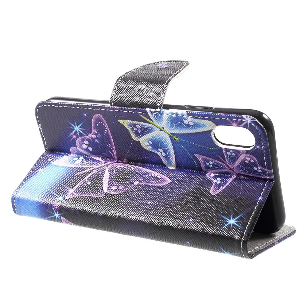 Pattern Printing Wallet Stand PU Leather Protector Shell for iPhone XR 6.1 inch - Beautiful Butterfly - 4