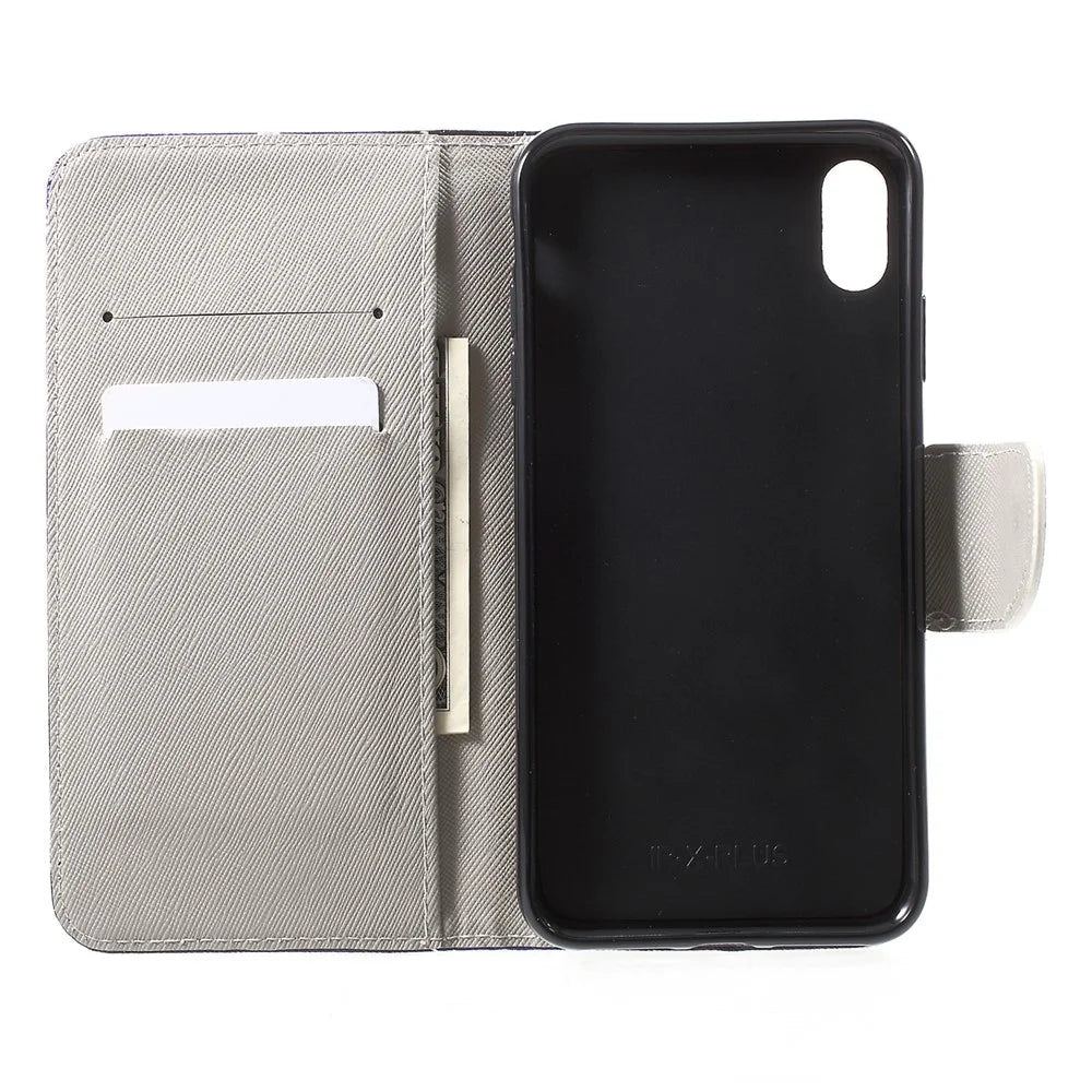 Pattern Printing Wallet Stand PU Leather Protector Shell for iPhone XR 6.1 inch - Beautiful Butterfly - 5