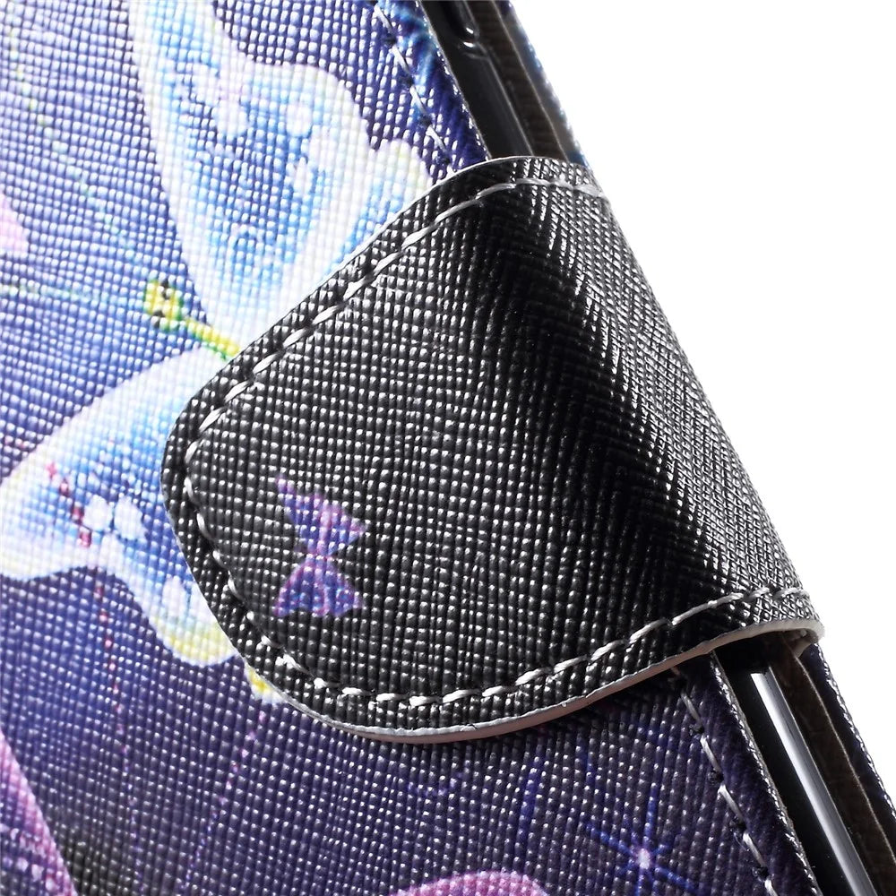 Pattern Printing Wallet Stand PU Leather Protector Shell for iPhone XR 6.1 inch - Beautiful Butterfly - 6