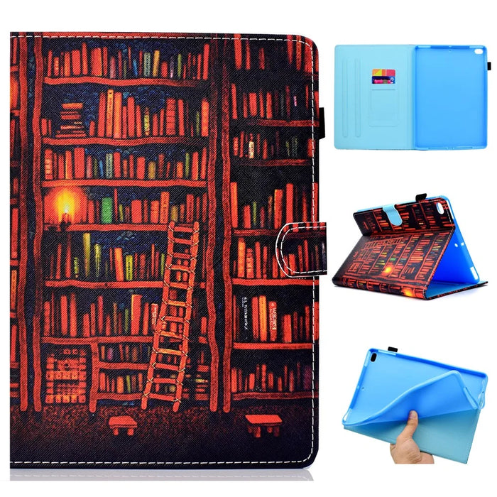 Pattern Printing Leather Card Holder Stand Cover for iPad 9.7-inch (2018) / 9.7-inch (2017) / Air 2 / Air - Books - 1