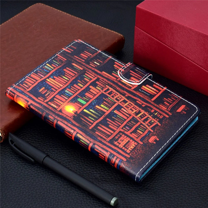 Pattern Printing Leather Card Holder Stand Cover for iPad 9.7-inch (2018) / 9.7-inch (2017) / Air 2 / Air - Books - 7