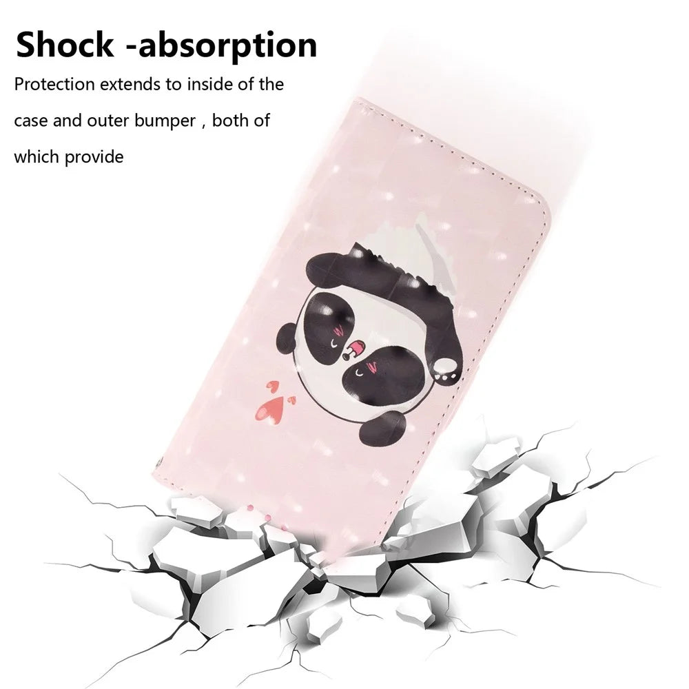 Pattern Printing Light Spot Decor Wallet Leather Stand Case for iPhone 7/8/SE (2022)/SE (2020) - Panda and Hearts - 6