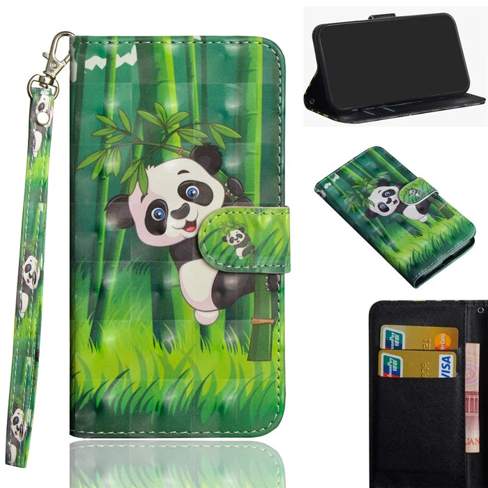 Pattern Printing Leather Wallet Shell for iPhone XR 6.1 inch - Panda Pattern - 1